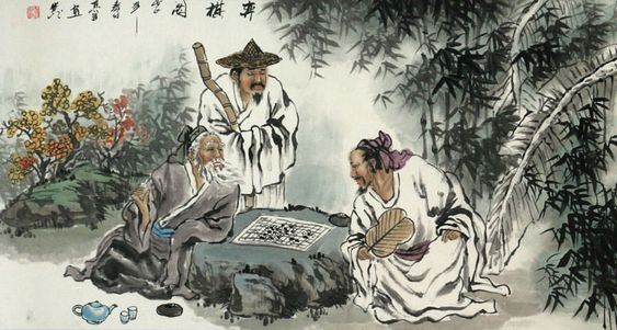 Vương Chất nhập vào tiên cảnh xem Thần tiên chơi cờ